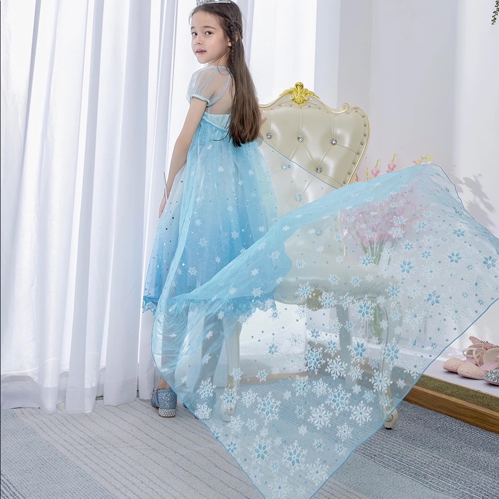 Frozen Princess Elsa Sparkly Sequin Costume Dress - Picture 6 of 8
